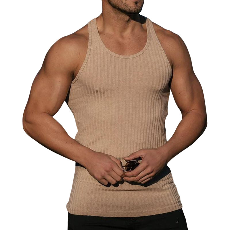 Stripe ensfarget sportsvest for menn