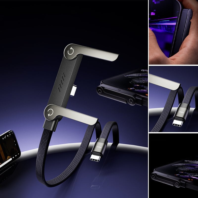 240W hurtigladestativ-datakabel med BendPhone-tilbehør