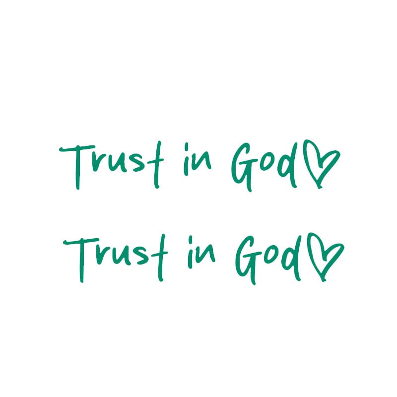 "Trust in God" dekorativt klistremerke til bakspeilet i bilen