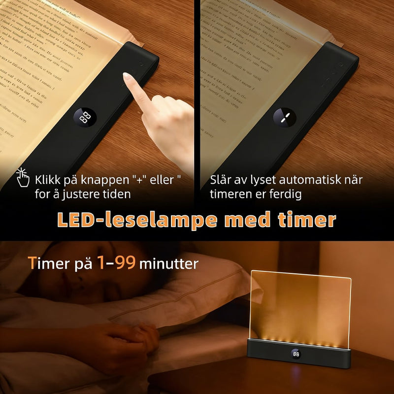 Smart Dimbar Leselampe – Justerbar Timer og Øyevennlig Skrivebordslampe for Studiet eller Nattbordet