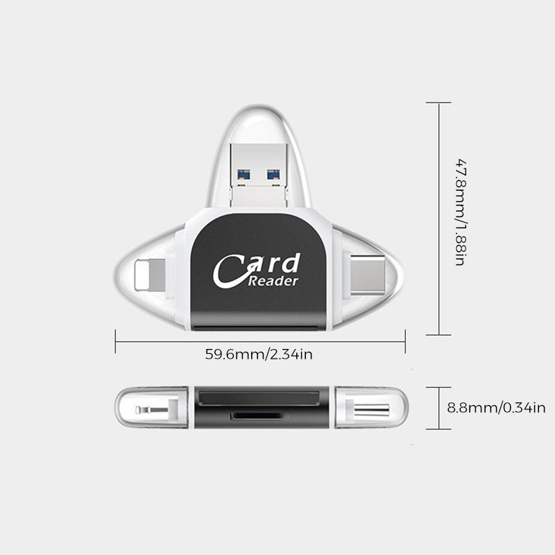 Multi-Port 4 in1 Universal SD TF-kortleser med flere porter