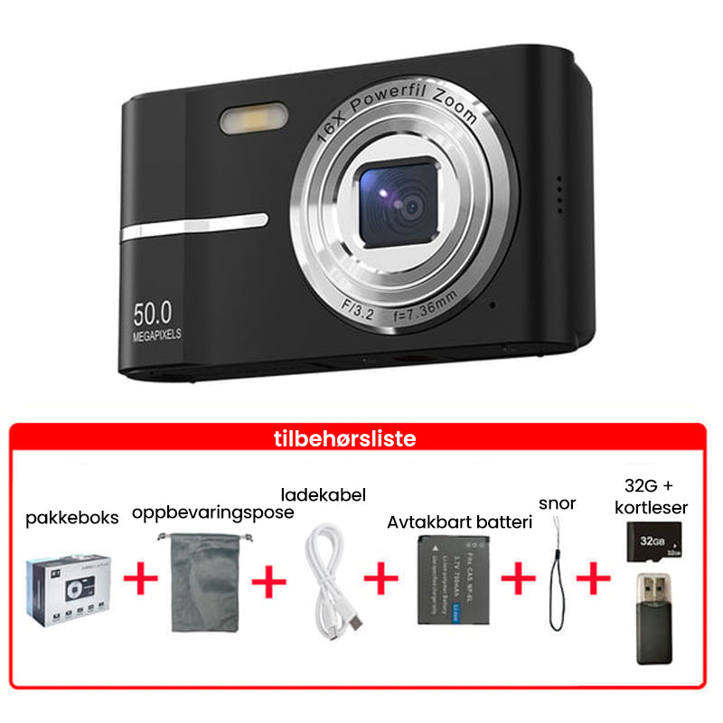 Oppgradert FHD 1080P digitalkamera