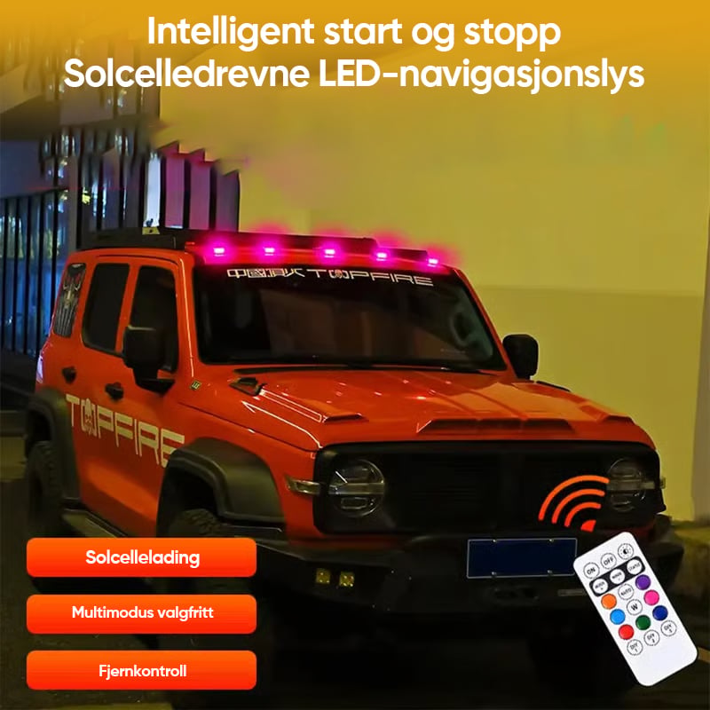 Solcelledrevet Biltaket RGB-Strobelys