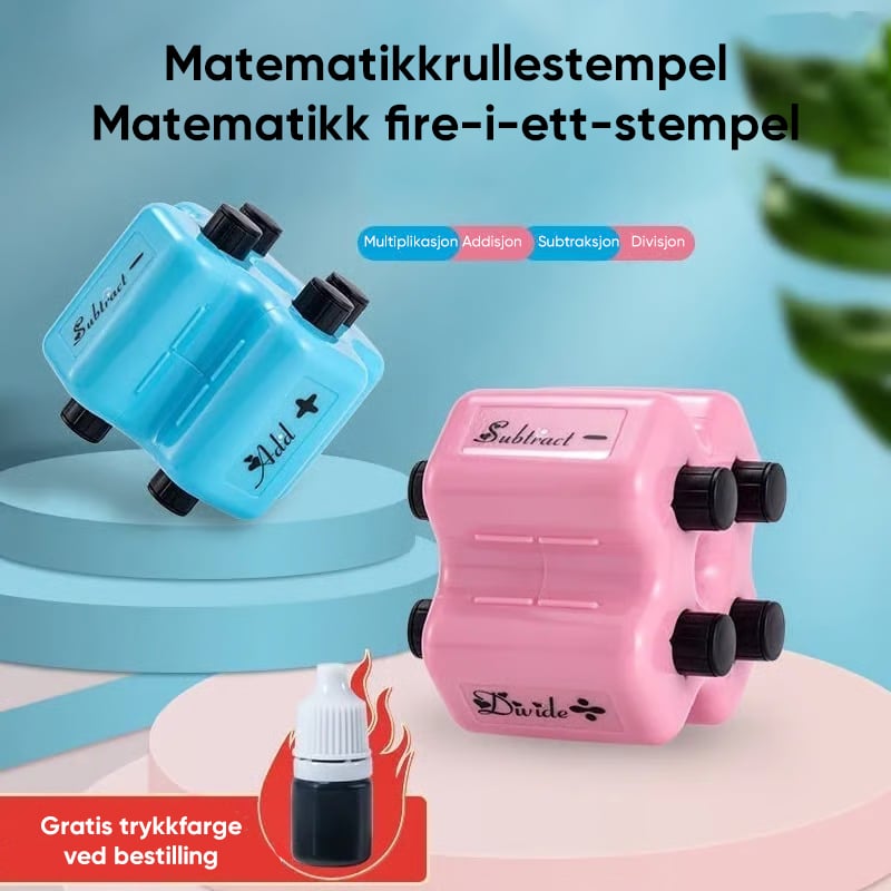 4-i-1 Rullestempelsett for Matematikkøving