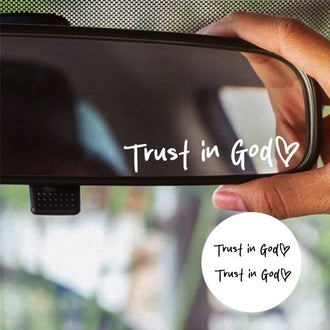 "Trust in God" dekorativt klistremerke til bakspeilet i bilen