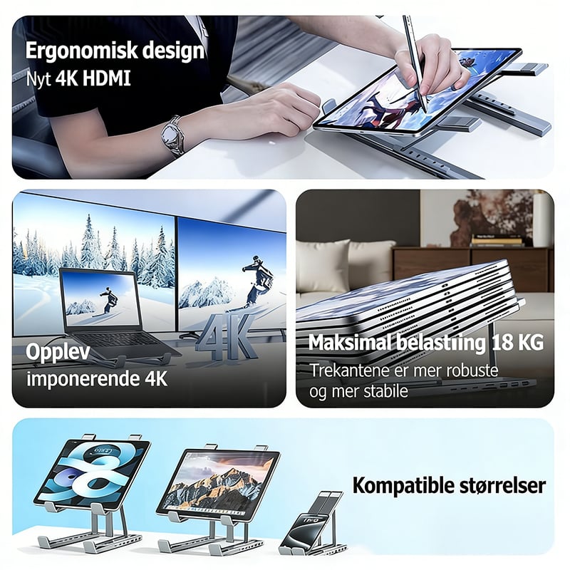 8-i-1 USB-C-Dokkingstasjon for Bærbar PC
