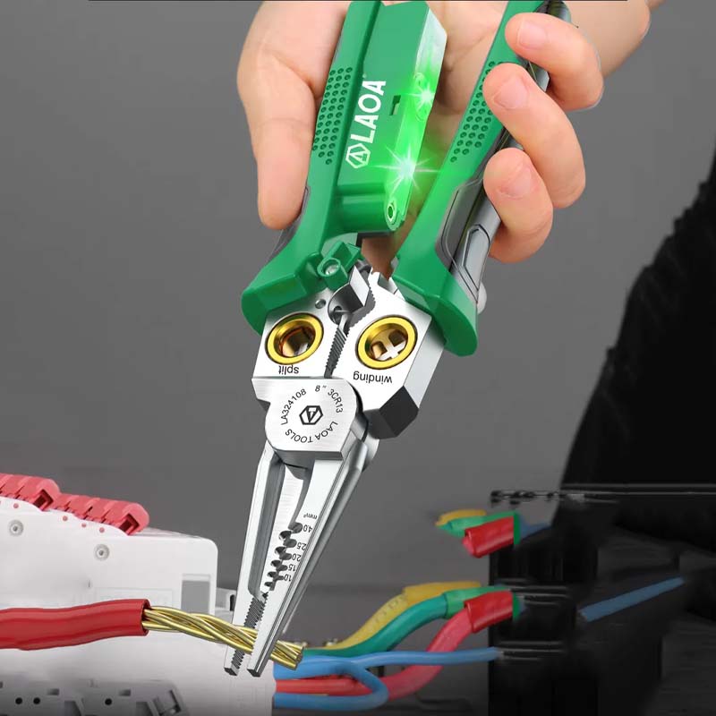 8-i-1 multifunksjonell elektriker spissnese-tang
