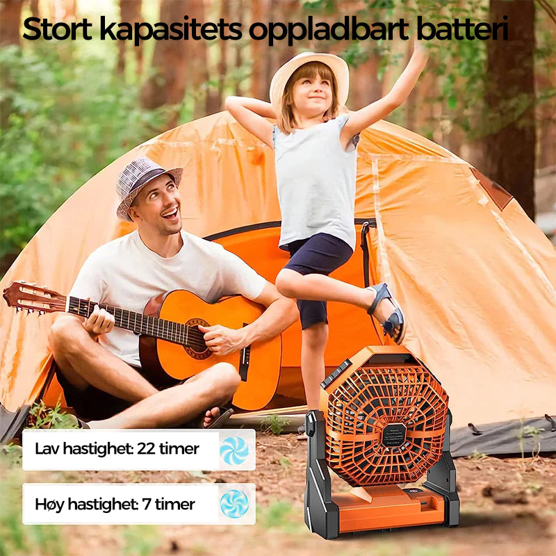 Camping LED-vifte med lys