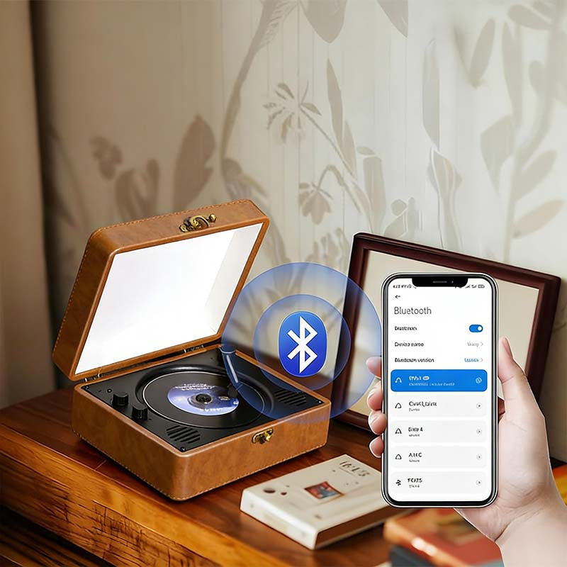 Bærbar Retro CD-spiller med Bluetooth-lyd