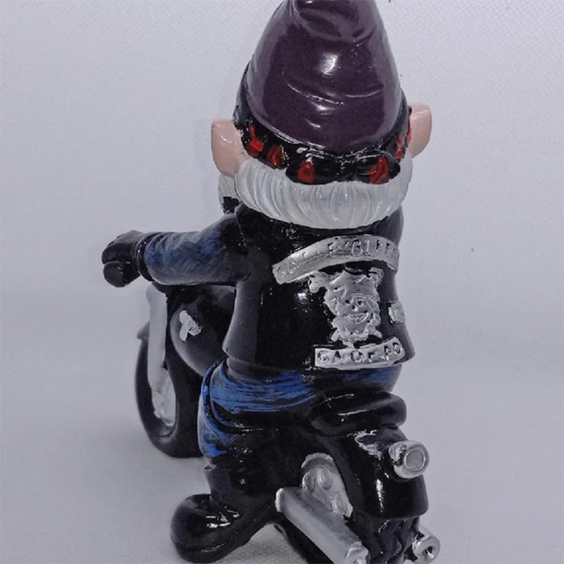 Biker Garden Gnome Statue med langfinger