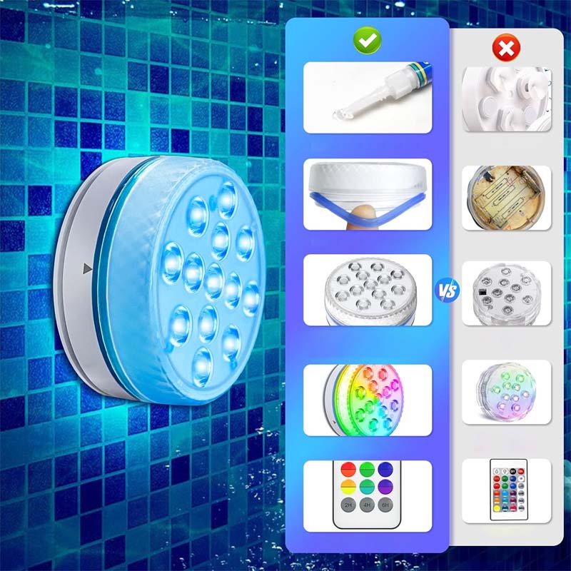 Vanntett selvklebende LED-bassenglys