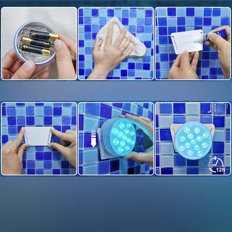 Vanntett selvklebende LED-bassenglys