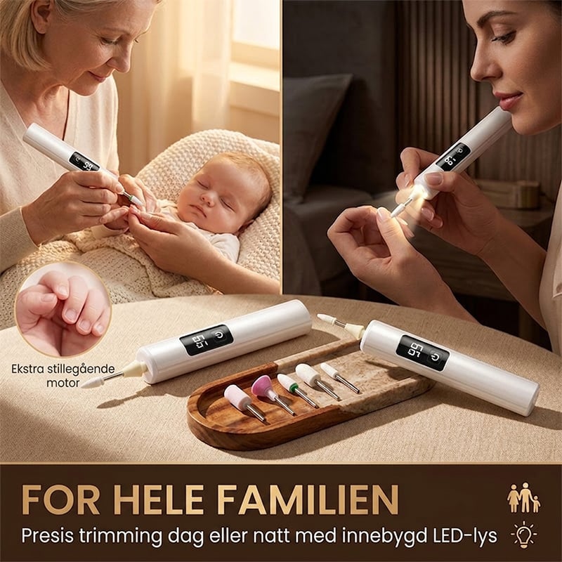 Elektrisk neglesliper med LED-lys