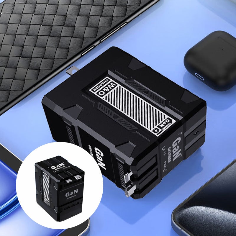GaN 20W Hurtiglader med Doble Uttrekkbare Kabler