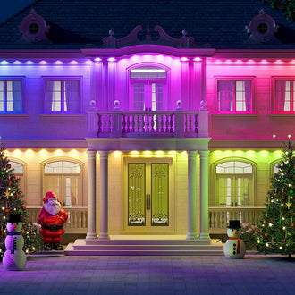 Fargerike utendørs takskjegglys