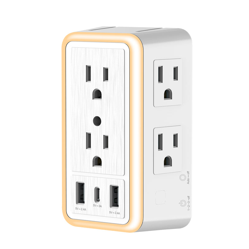 USB Lysfølsom 6-Utgangs Strømskinne