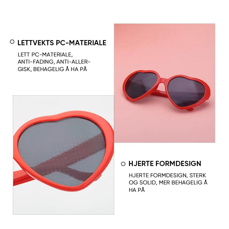 Store overdimensjonerte hjerteformede solbriller for kvinner