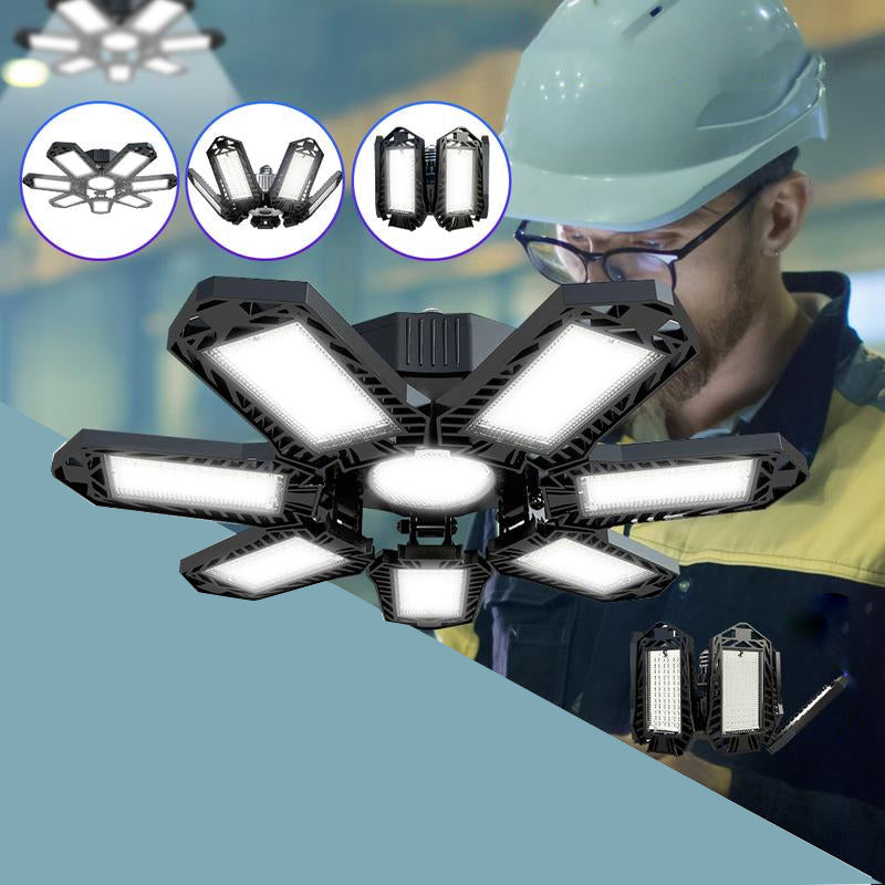 1/2 x Lyssterk LED-garasjelampe med justerbare paneler