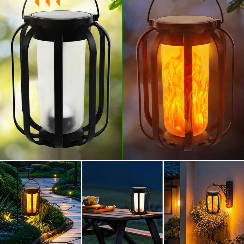 Solcelledrevet lanterne utendørslampe med base