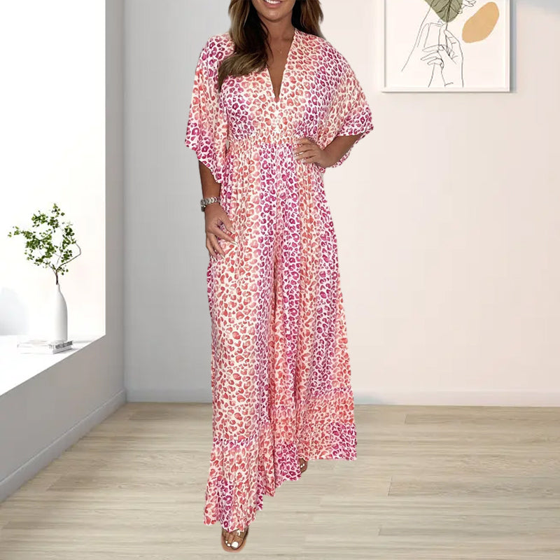 Geometri Multi Print V-hals Kimono Jumpsuits