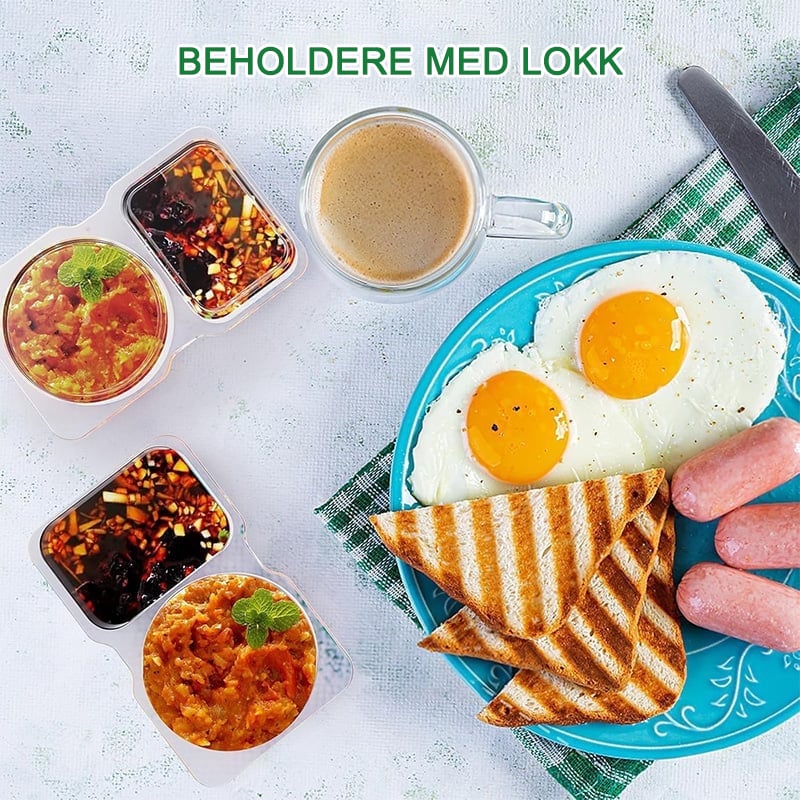 Snackbeholdere med doble rom med lokk