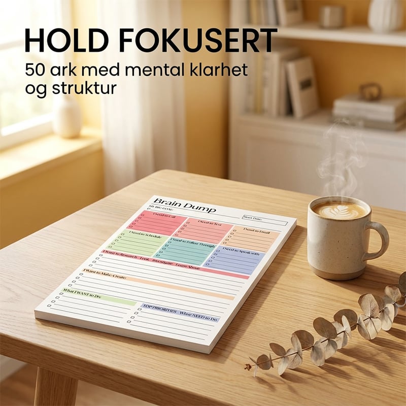 ADHD Hjernedump Planleggerblokk