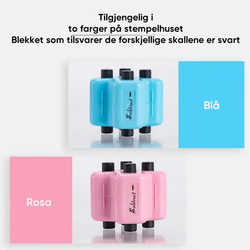 4-i-1 Rullestempelsett for Matematikkøving