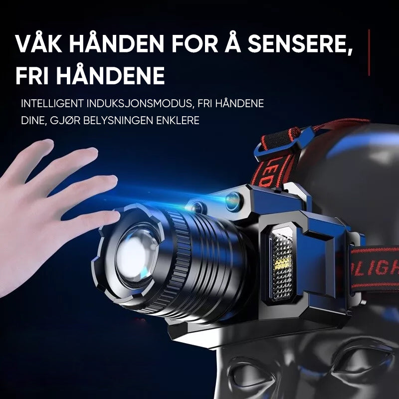 Hodelykt med sterk lyssensor