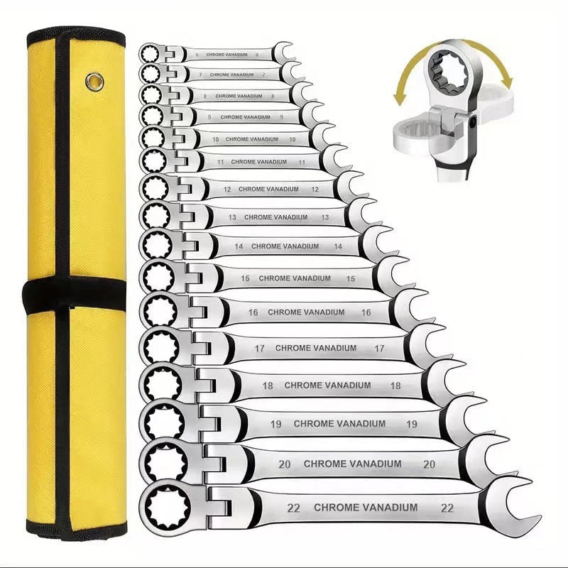 Justerbart Skrallenøkkelsett