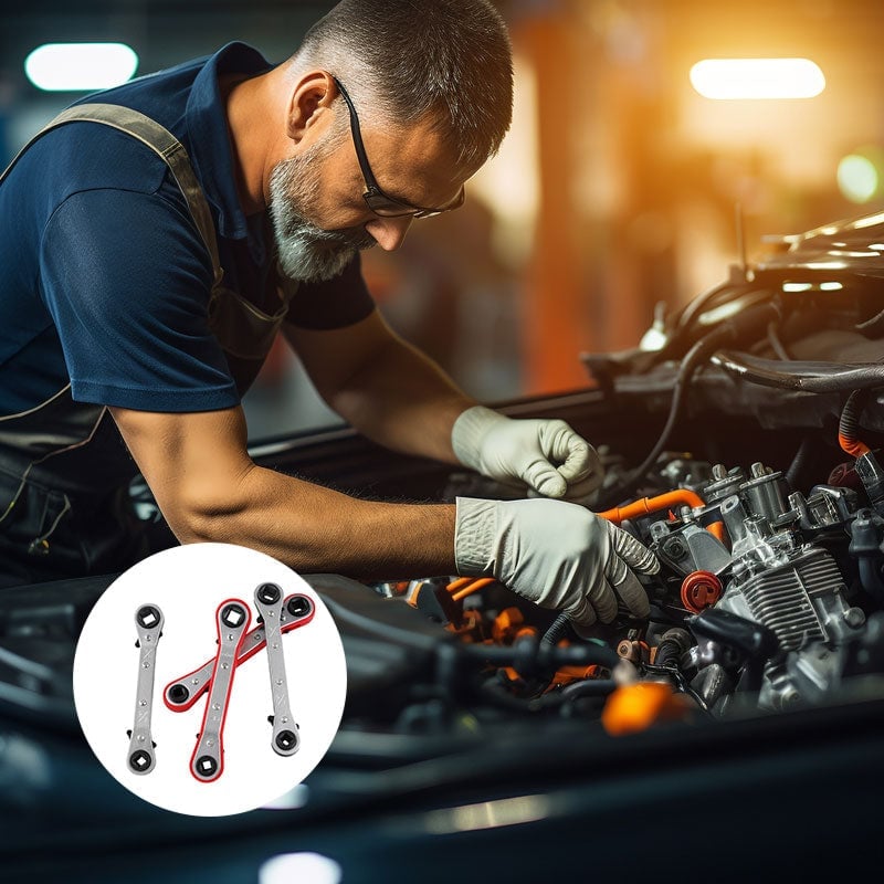 Promo - Dobbeltsidig Firkantet Skrallenøkkel for Vedlikehold