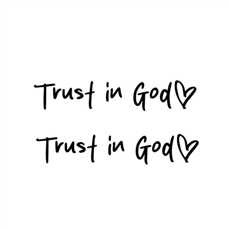 "Trust in God" dekorativt klistremerke til bakspeilet i bilen