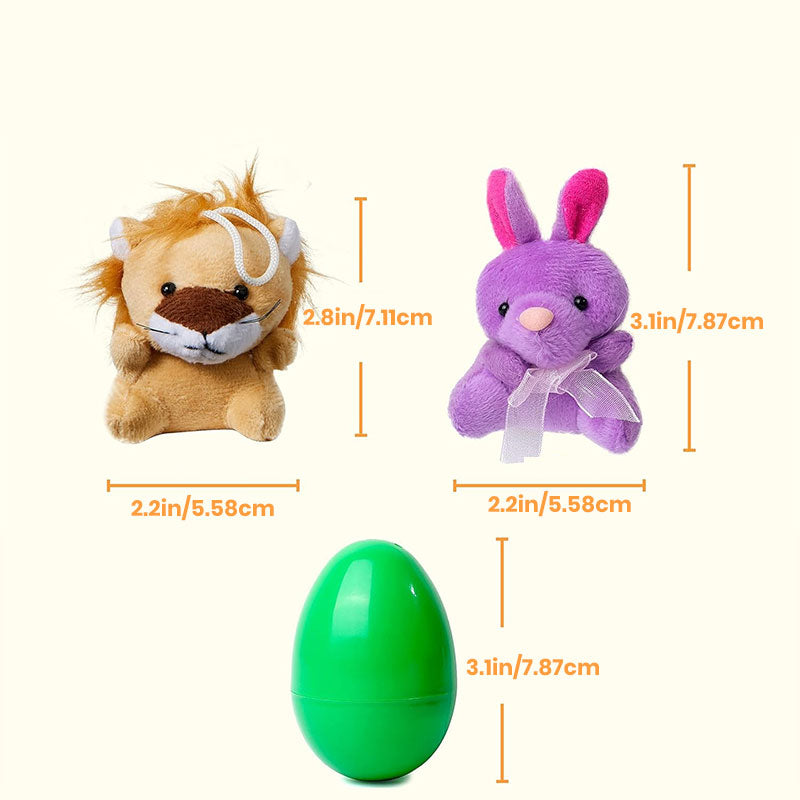 12/24 stk forhåndsfylte påskeegg fylt med plysjdyr