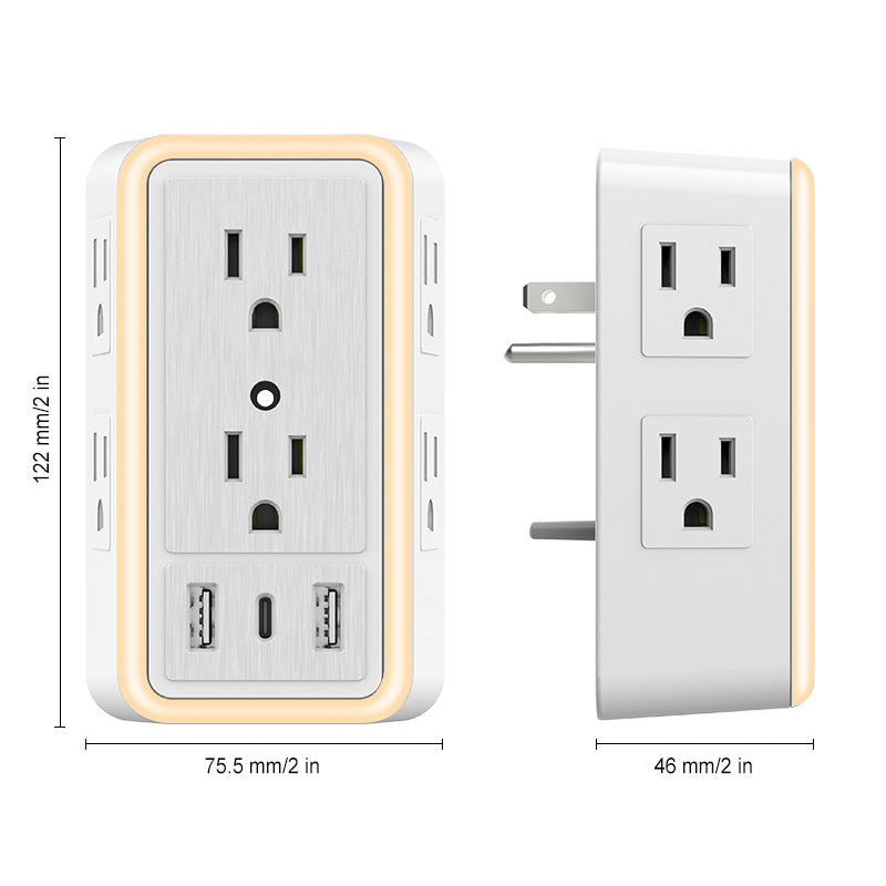 USB Lysfølsom 6-Utgangs Strømskinne