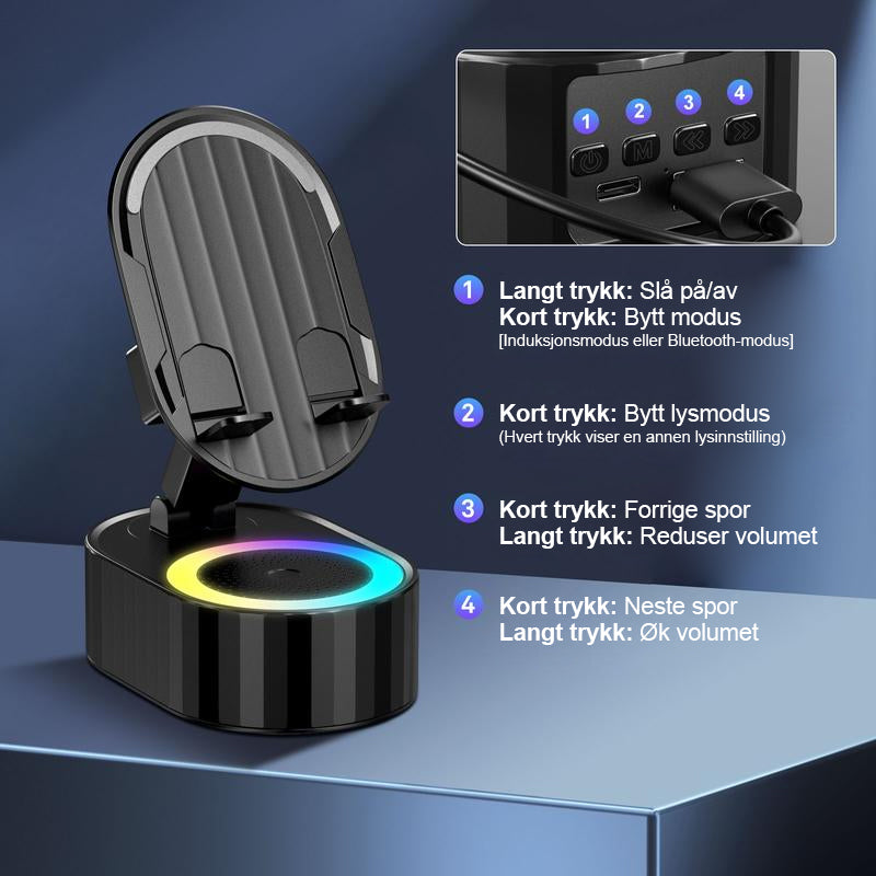 5-i-1 trådløs høyttaler med Bluetooth og justerbart stativ