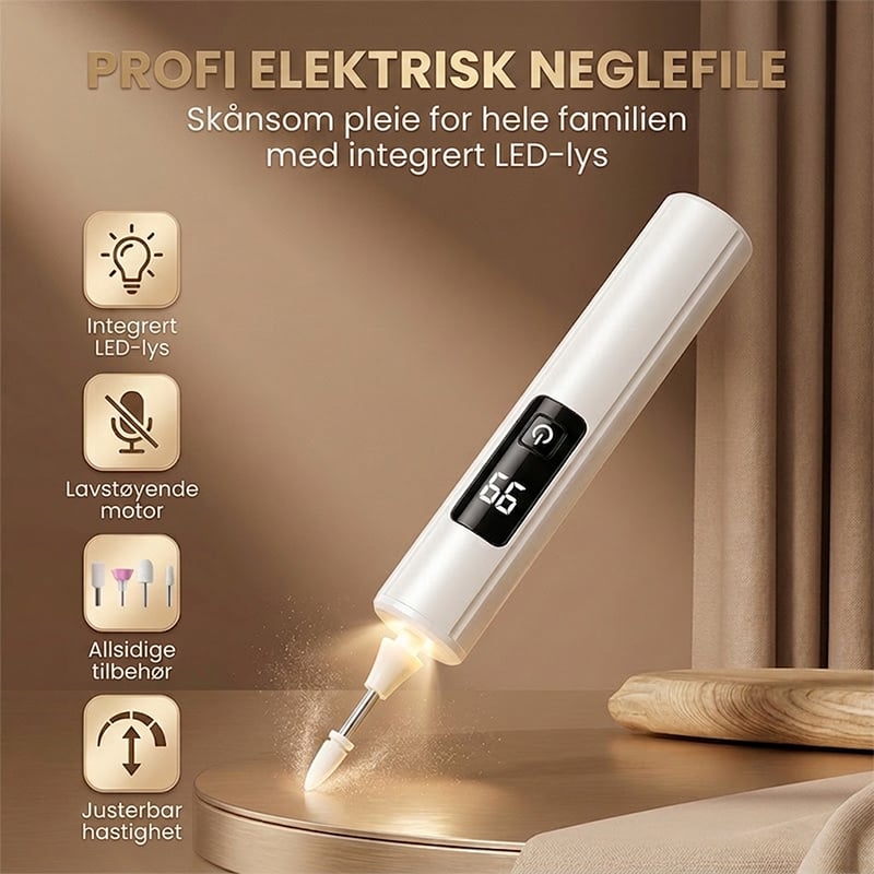 Elektrisk neglesliper med LED-lys
