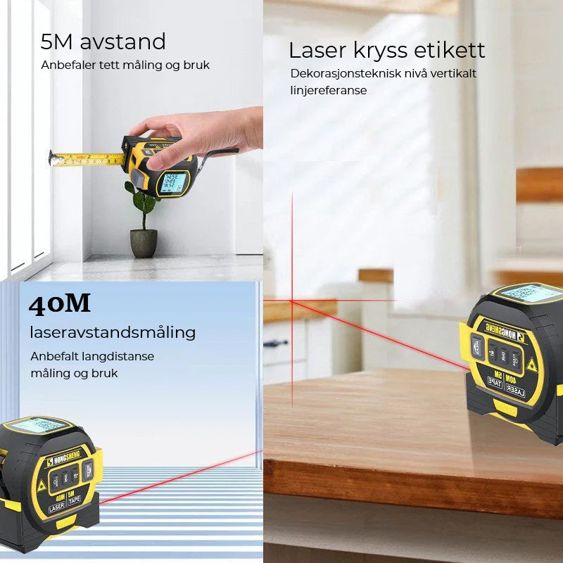 3-i-1 infrarød laserbåndmåling