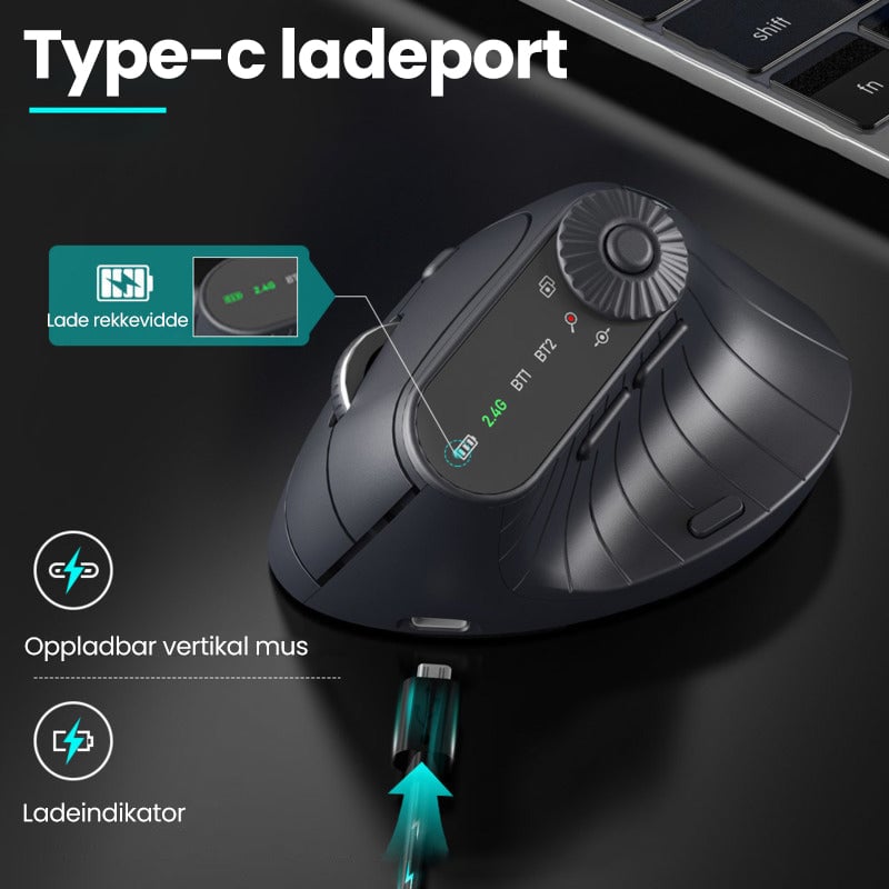 Sakerplus Ergonomisk Trippel-Tilkobling Trådløs Mus