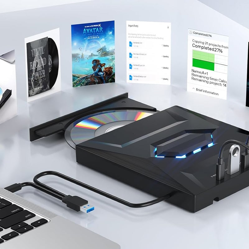 7-i-1 ekstern USB DVD-stasjon og Blu-ray-spiller