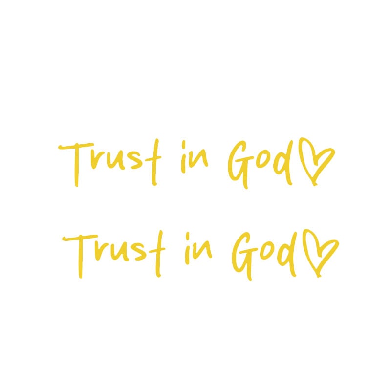 "Trust in God" dekorativt klistremerke til bakspeilet i bilen