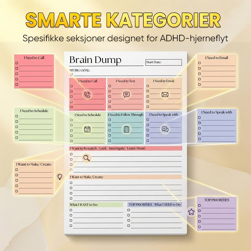 ADHD Hjernedump Planleggerblokk