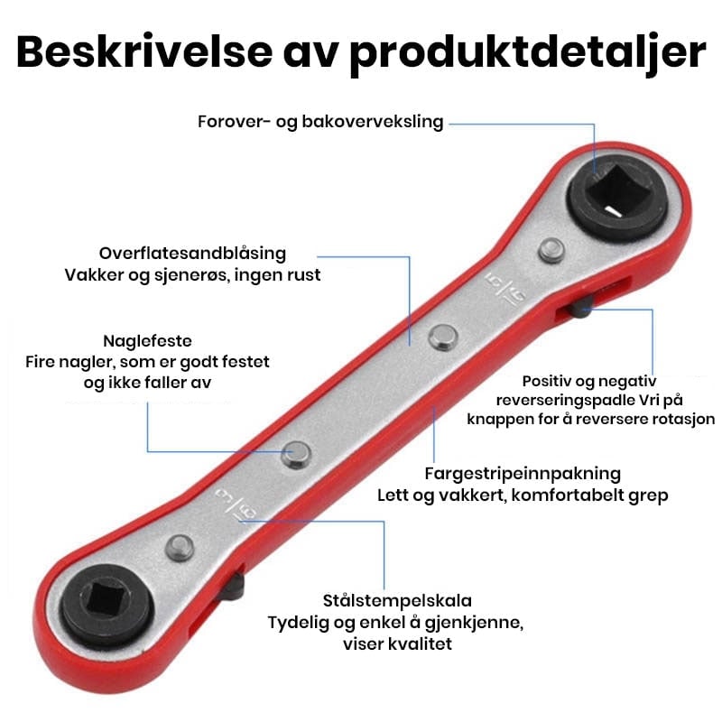 Promo - Dobbeltsidig Firkantet Skrallenøkkel for Vedlikehold