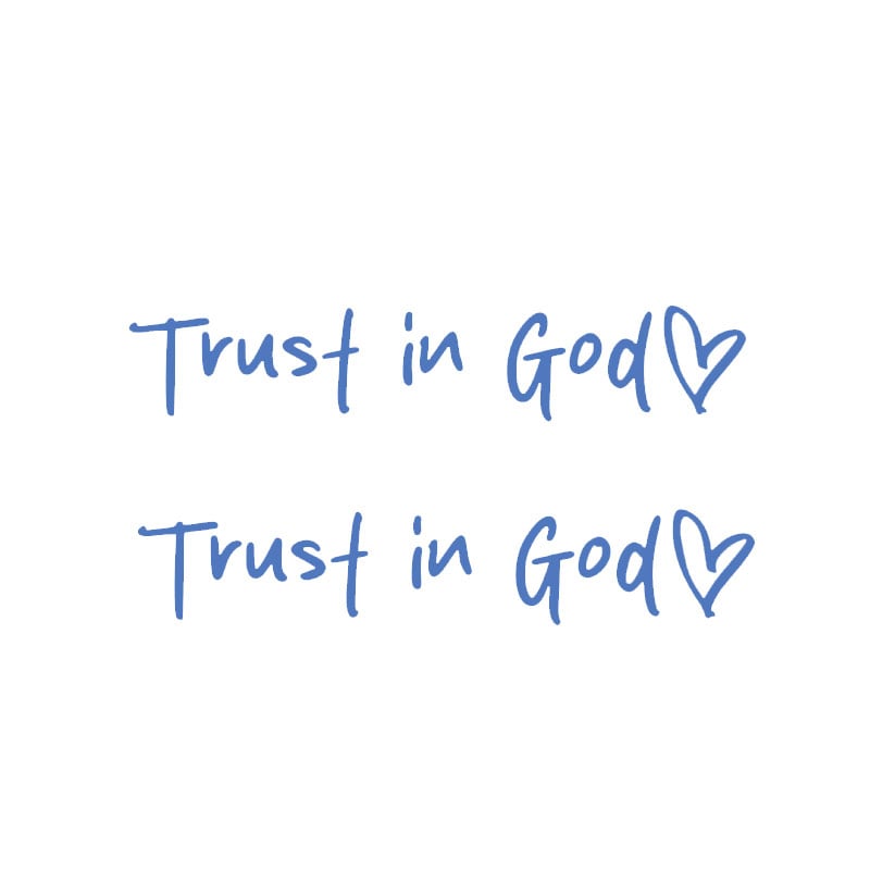"Trust in God" dekorativt klistremerke til bakspeilet i bilen