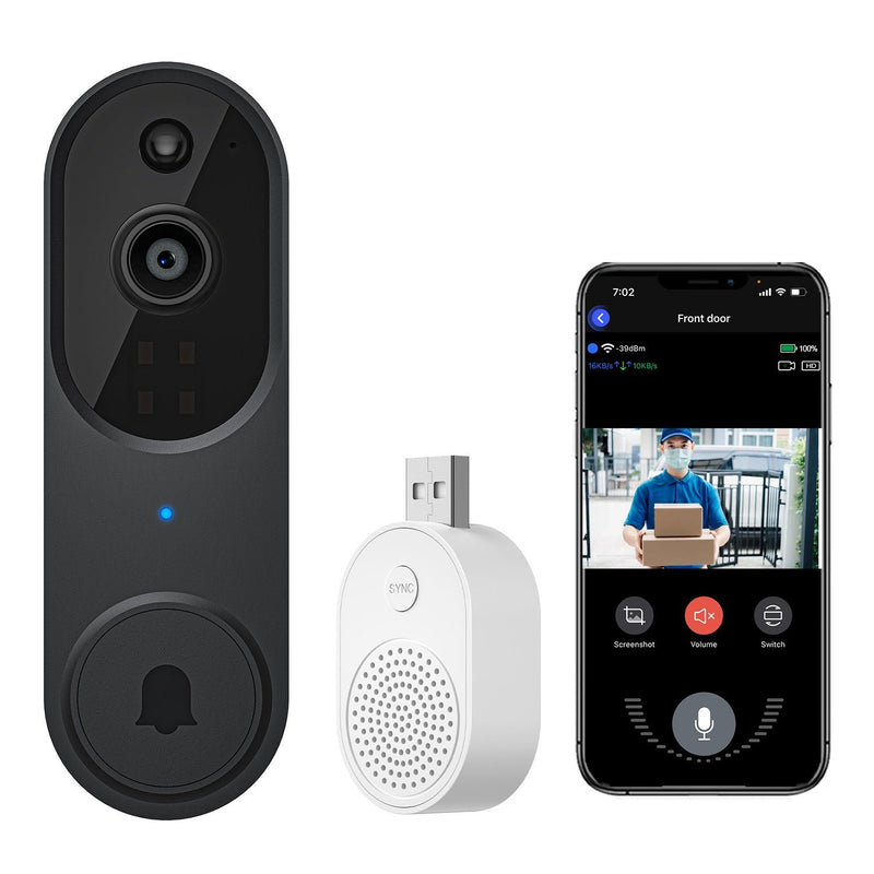 Trådløst smart dørklokkekamera - utendørs overvåking med HD-nattsyn