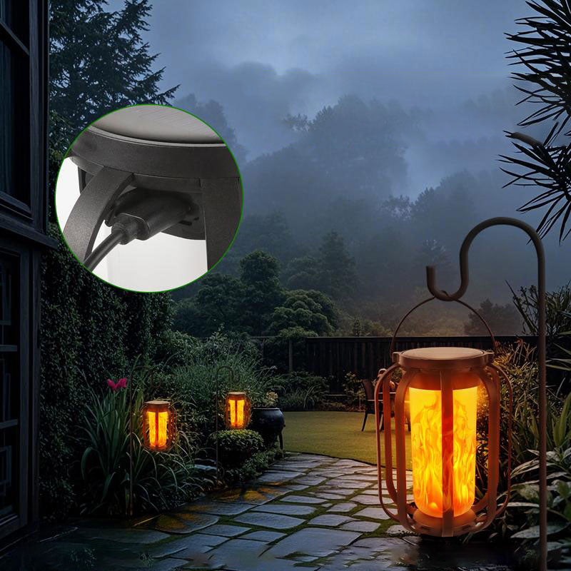 Solcelledrevet lanterne utendørslampe med base