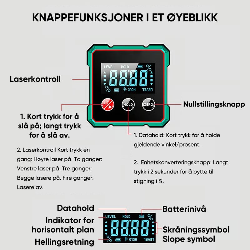 Magnetisk Digital Vinkelfinner med Elektronisk Laser