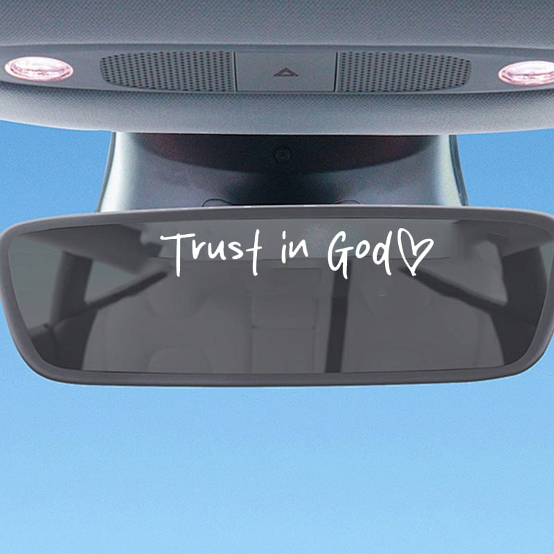 "Trust in God" dekorativt klistremerke til bakspeilet i bilen