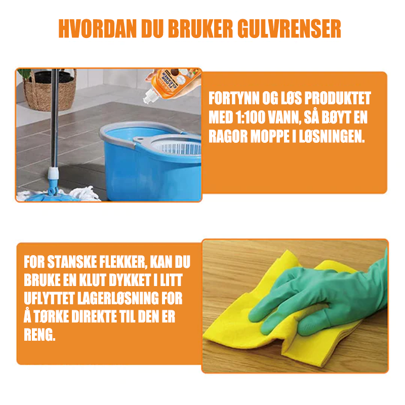 Kraftig dekontaminerende gulvrengjøringsmiddel
