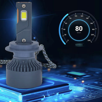 Dobbelt kobberrør LED-frontlykt med høy lysstyrke til bil (2 stk)