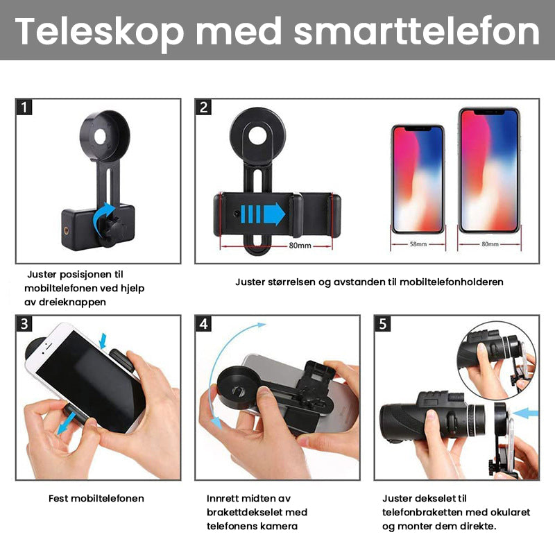 Bærbart Zoom HD 5000M-teleskop