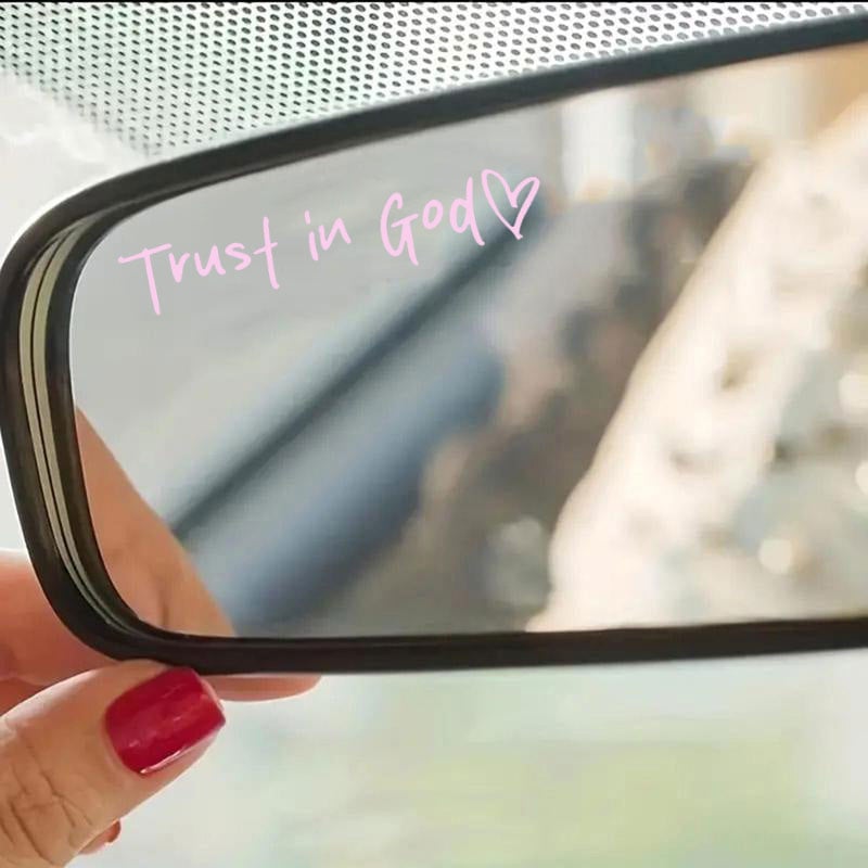 "Trust in God" dekorativt klistremerke til bakspeilet i bilen